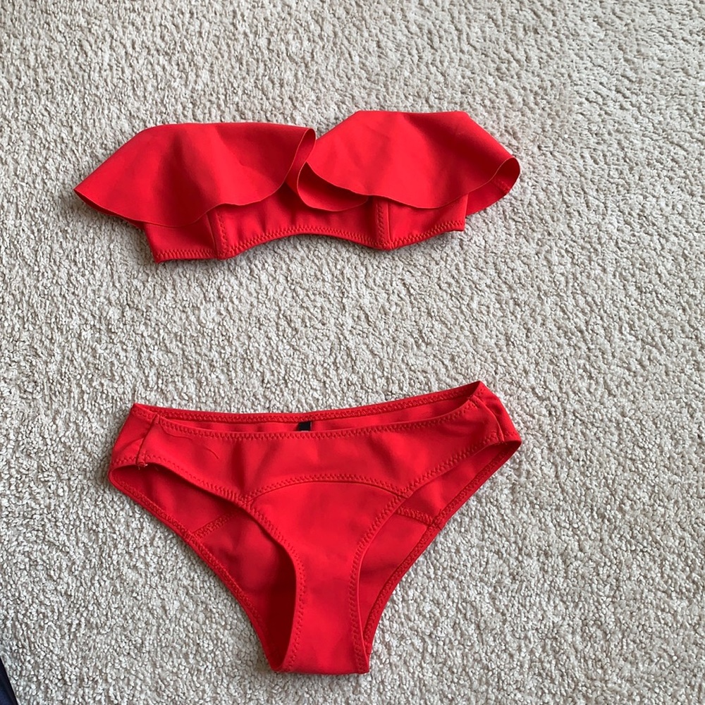 Lisa mare Fernandez red ruffle bikini